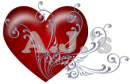 Red Heart w/ Silver Scroll