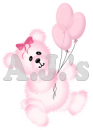 Pink Teddy Bear w/ Balloons