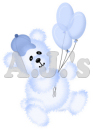 Blue Teddy Bear w/ Balloons